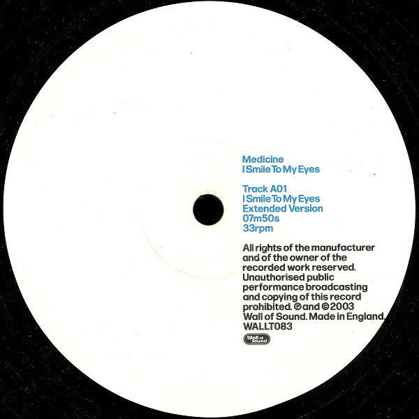 Medicine (2) : I Smile To My Eyes (12")