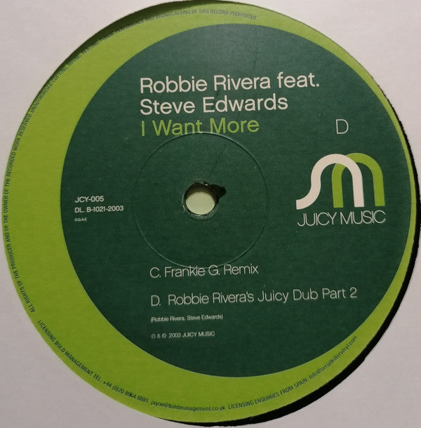 Robbie Rivera Feat. Steve Edwards : I Want More (2x12")