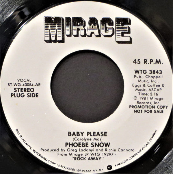 Phoebe Snow : Baby Please (7", Promo, AR )