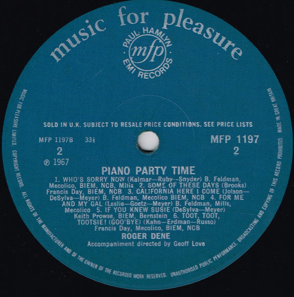 Roger Dene : Piano Party Time (LP, Album, Mono)