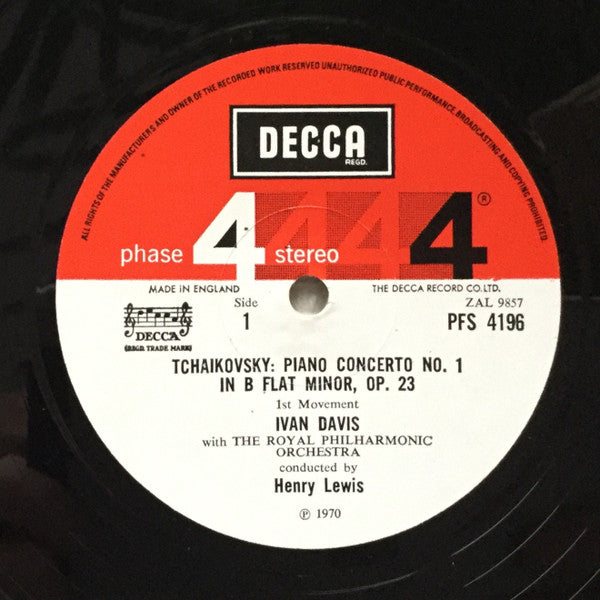 Pyotr Ilyich Tchaikovsky / Ivan Davis (2), Henry Lewis, Royal Philharmonic Orchestra : Piano Concerto No. 1 In B Flat Minor (LP)