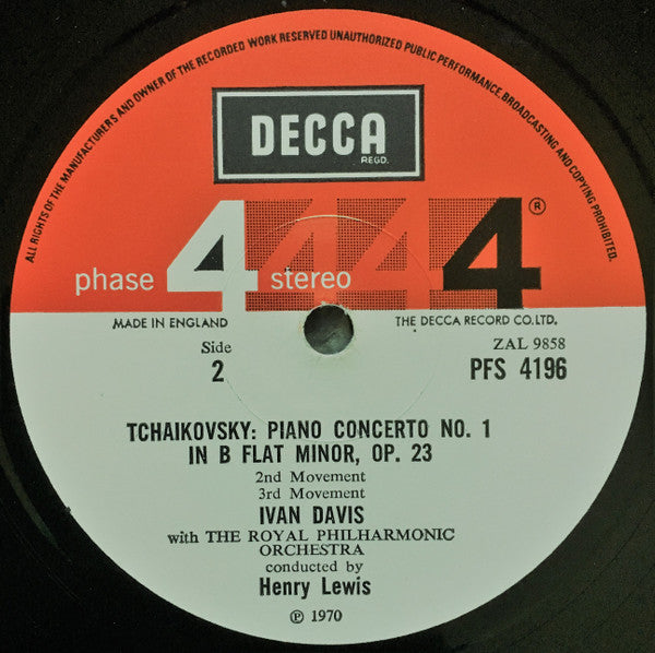 Pyotr Ilyich Tchaikovsky / Ivan Davis (2), Henry Lewis, Royal Philharmonic Orchestra : Piano Concerto No. 1 In B Flat Minor (LP)