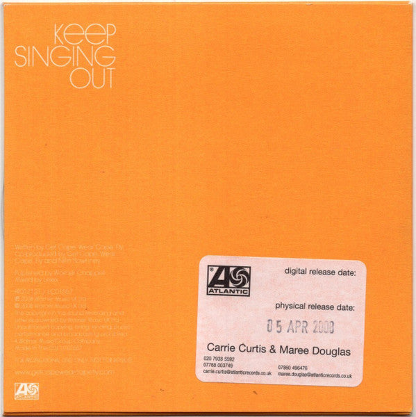Get Cape. Wear Cape. Fly : Keep Singing Out (CD, Single, Promo)