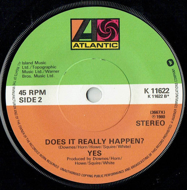 Yes : Into The Lens (7", Single)