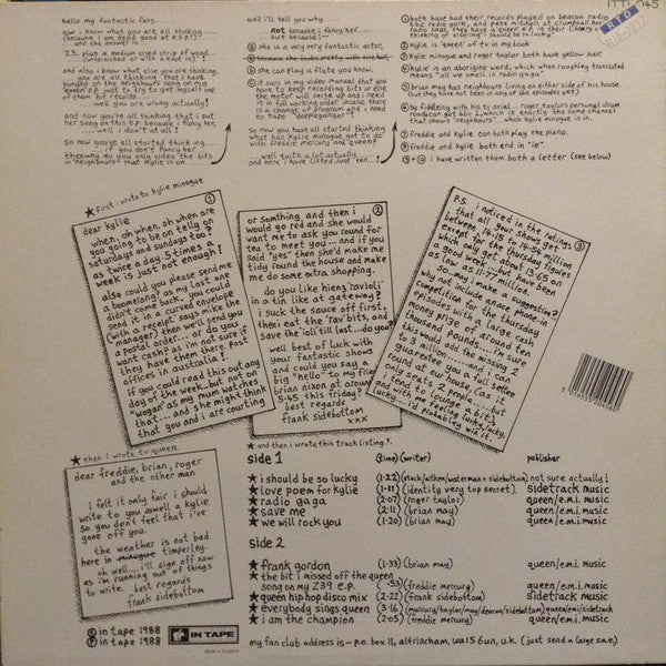 Frank Sidebottom : Frank Sidebottom Salutes The Magic Of Freddie Mercury And Queen And Also Kylie Minogue (You Know,.... Her Off "Neighbours") (12")