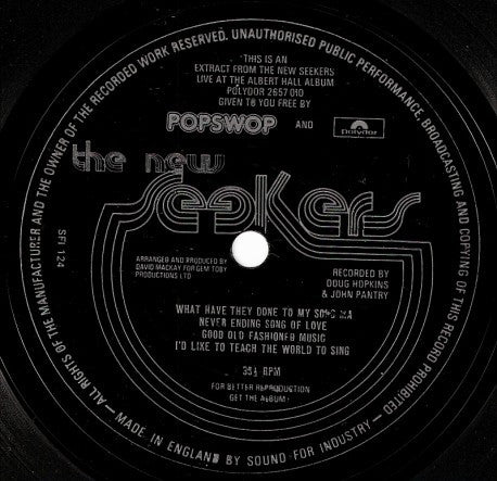 The New Seekers : The New Seekers (Flexi, S/Sided)