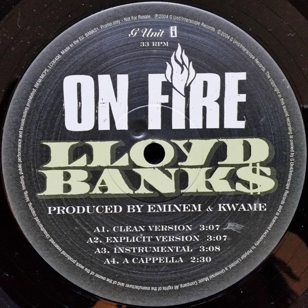 Lloyd Banks : On Fire  (12", Promo)