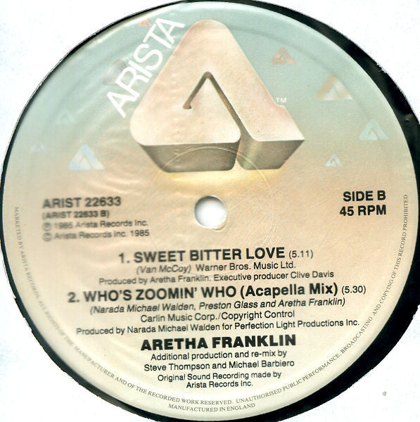 Aretha Franklin : Who's Zoomin' Who (The U.S. Re-Mixes) (12", EP)