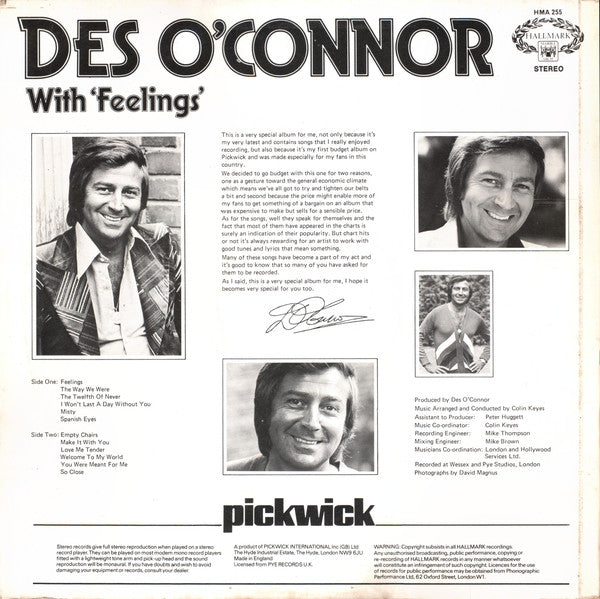 Des O'Connor : With 'Feelings' (LP)