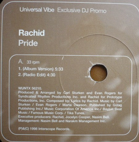 Rachid : Pride (12", Promo)