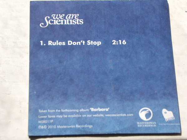 We Are Scientists : Rules Don't Stop (CD, Single, Promo)
