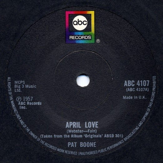 Pat Boone : April Love / Love Letters In The Sand (7", Single)