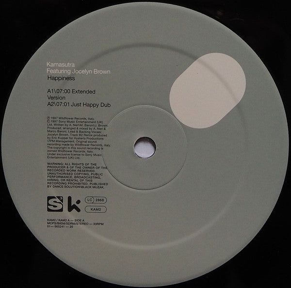 Kamasutra Featuring Jocelyn Brown : Happiness (12")