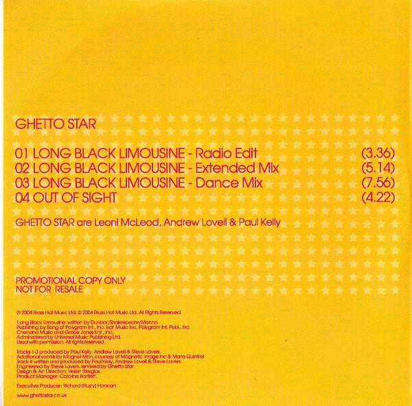 Ghetto Star : Long Black Limousine (CDr, Single, Promo)