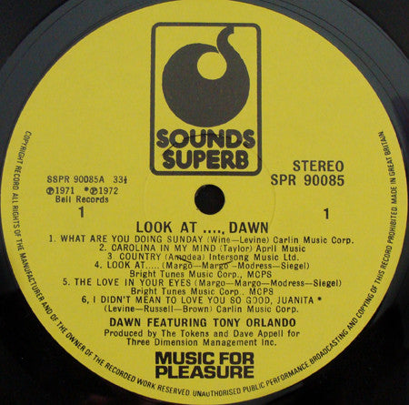 Dawn (5) Featuring Tony Orlando : Look At ..... Dawn (LP, Album, RE)
