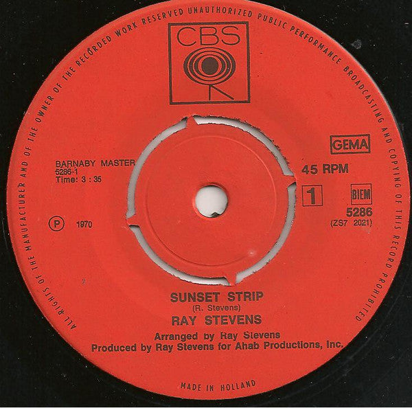 Ray Stevens : Sunset Strip (7", Single)