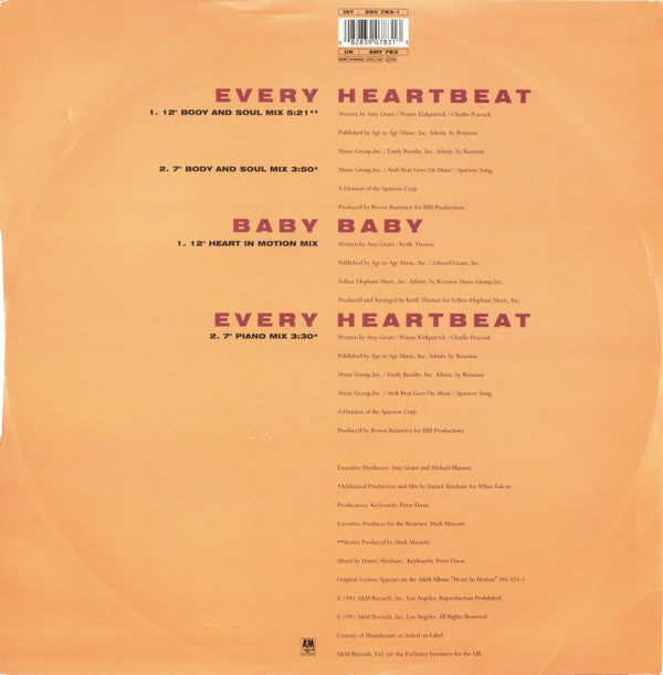 Amy Grant : Every Heartbeat (12", Single)