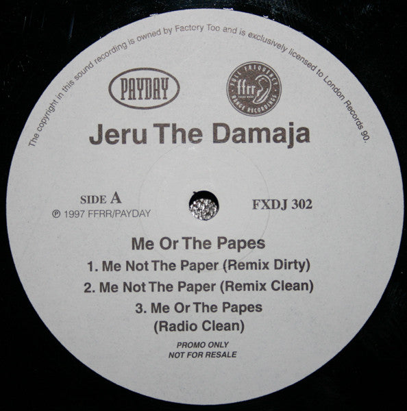 Jeru The Damaja : Me Or The Papes (12", Promo)