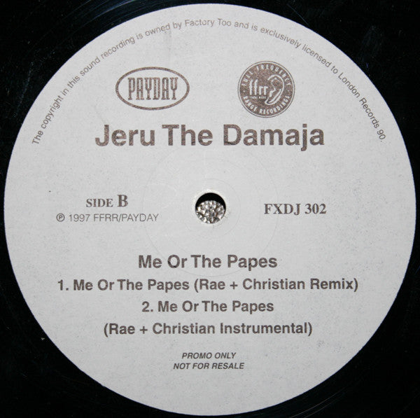 Jeru The Damaja : Me Or The Papes (12", Promo)