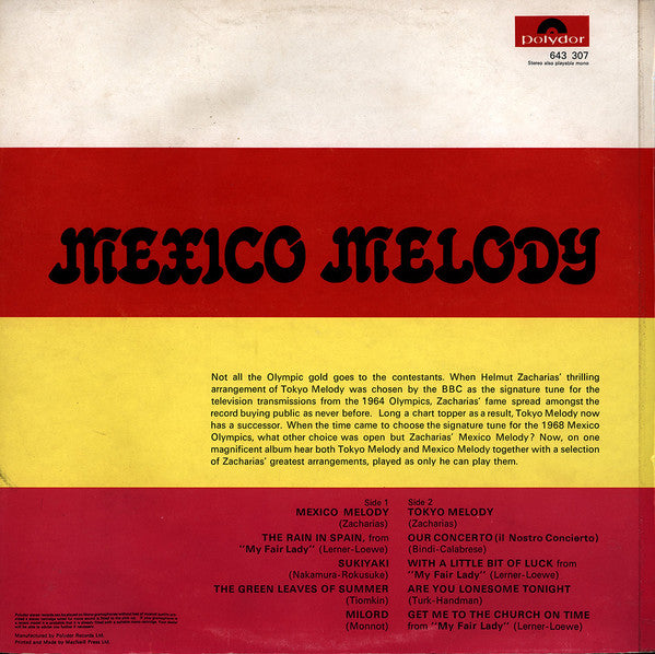 Helmut Zacharias : Mexico Melody (LP, Album)