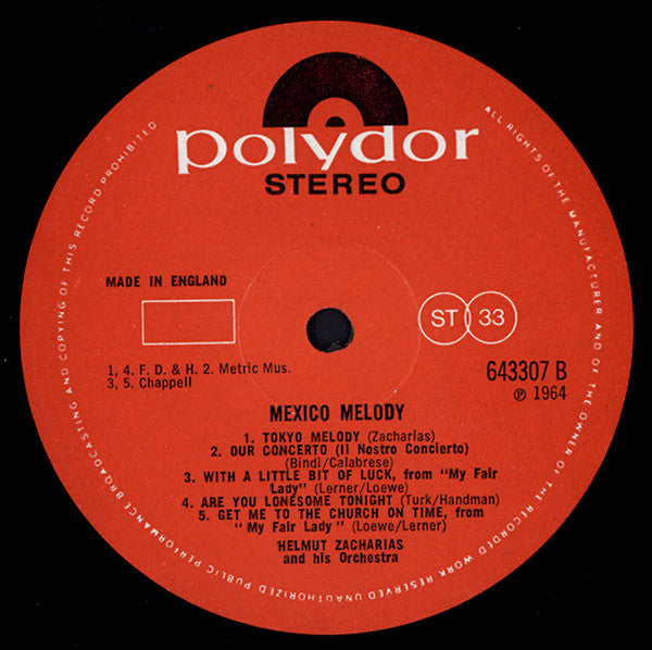Helmut Zacharias : Mexico Melody (LP, Album)