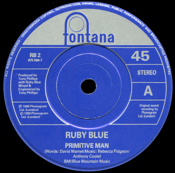 Ruby Blue : Primitive Man (7", Single)
