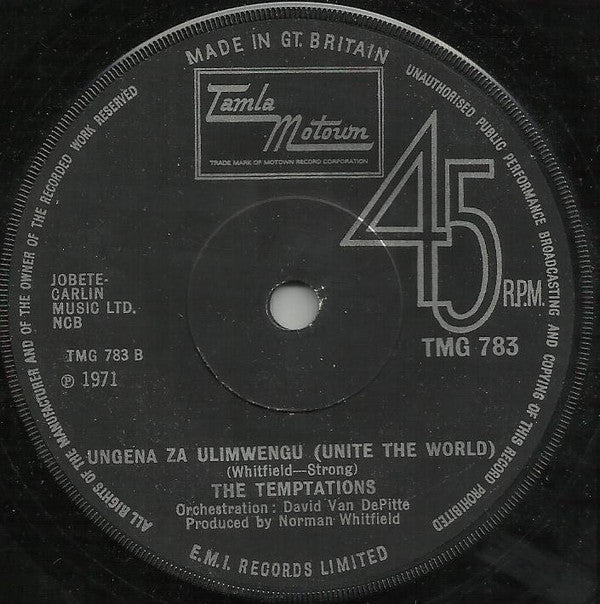 The Temptations : It's Summer / Ungena Za Ulimwengu (Unite The World) (7", Single, Sol)