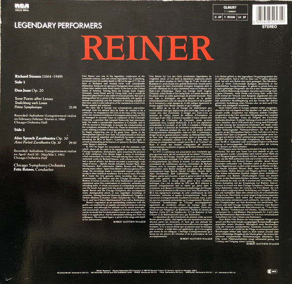 Richard Strauss - Fritz Reiner, Chicago Symphony Orchestra : Also Sprach Zarathustra / Don Juan (LP, RE)