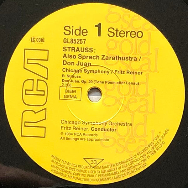 Richard Strauss - Fritz Reiner, Chicago Symphony Orchestra : Also Sprach Zarathustra / Don Juan (LP, RE)