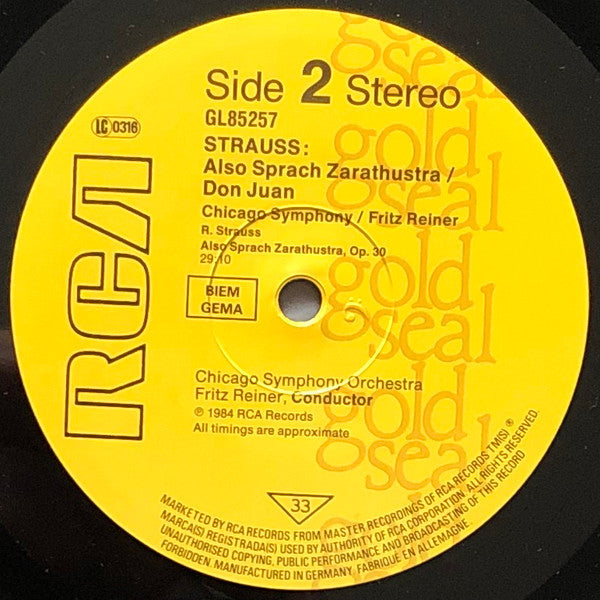 Richard Strauss - Fritz Reiner, Chicago Symphony Orchestra : Also Sprach Zarathustra / Don Juan (LP, RE)