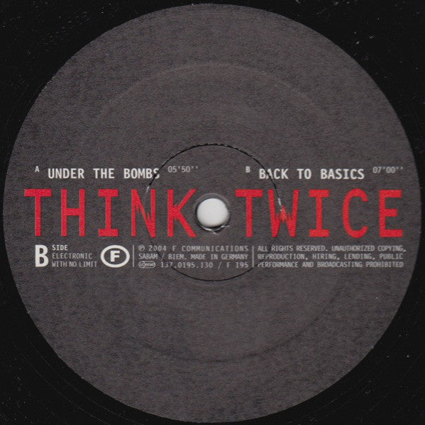 Think Twice (2) : Under The Bombs / Back To Basics EP (12", EP)