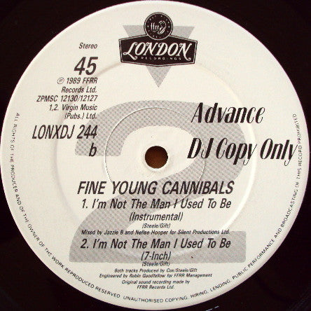 Fine Young Cannibals : I'm Not The Man I Used To Be (12", Advance, Single)