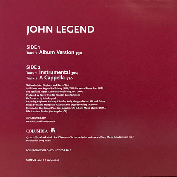 John Legend : Used To Love U (12", Promo)