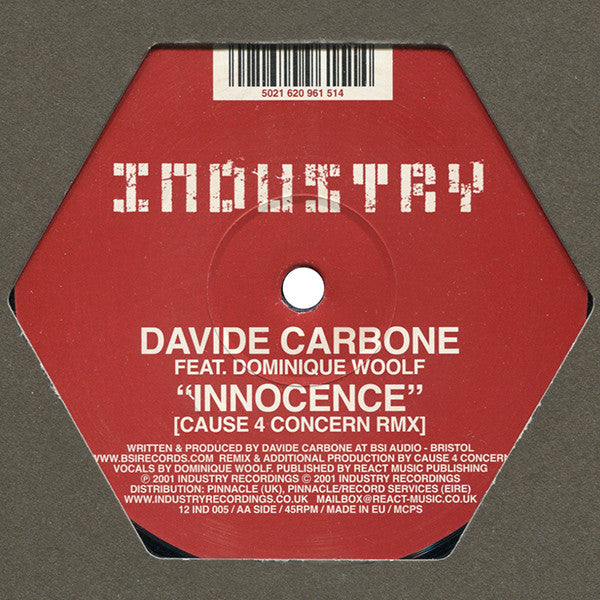Davide Carbone Feat. Dominique Woolf : Innocence (12")