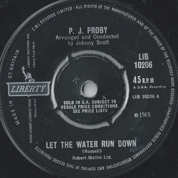 P.J. Proby : Let The Water Run Down (7", Single)