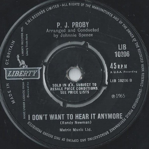 P.J. Proby : Let The Water Run Down (7", Single)