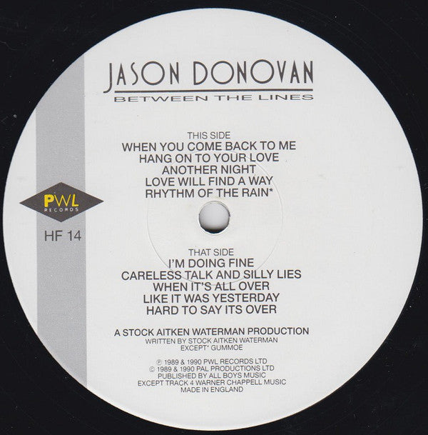Jason Donovan : Between The Lines (LP, Album)