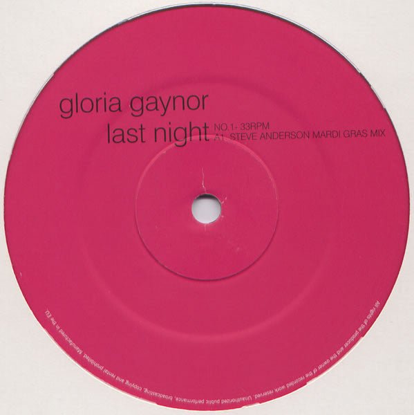 Gloria Gaynor : Last Night (12", Promo)