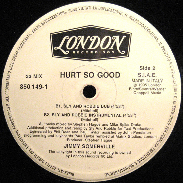 Jimmy Somerville : Hurt So Good (12")