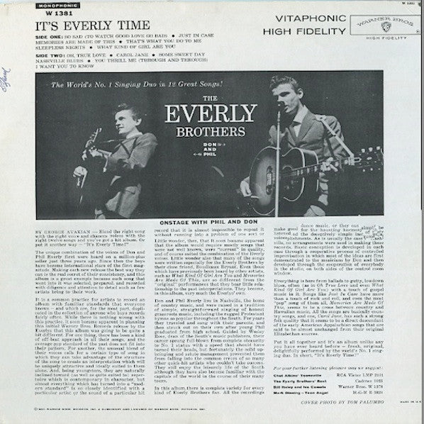 The Everly Brothers* : It's Everly Time (LP, Album, Mono)