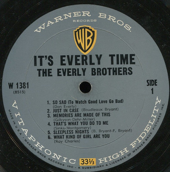The Everly Brothers* : It's Everly Time (LP, Album, Mono)