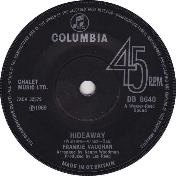 Frankie Vaughan : Hideaway (7", Single)