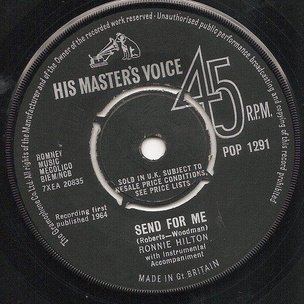 Ronnie Hilton : Don't Let The Rain Come Down (7")