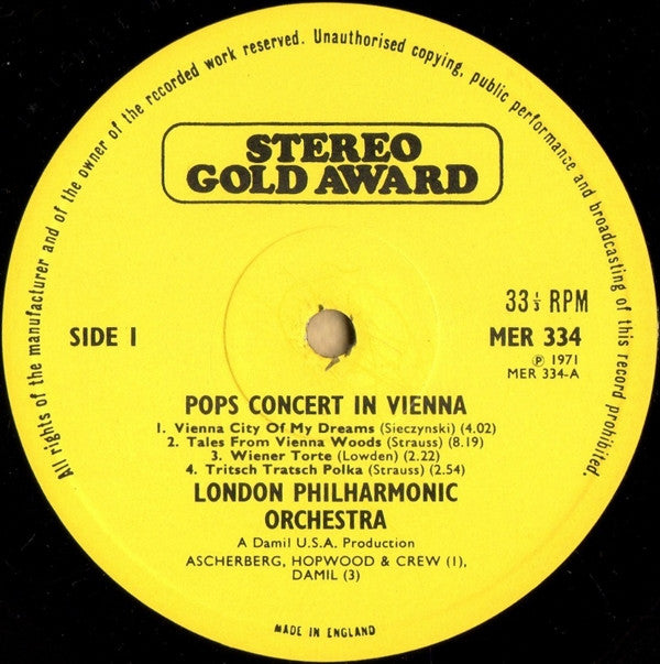 London Philharmonic Orchestra, Douglas Gamley : Pops Concert In Vienna (LP)