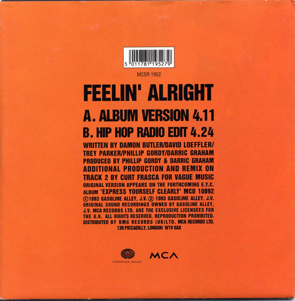 E.Y.C. : Feelin' Alright (7", Ltd, Pos)
