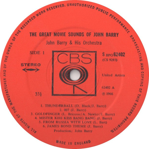John Barry & His Orchestra : The Great Movie Sounds Of John Barry (LP, Comp)