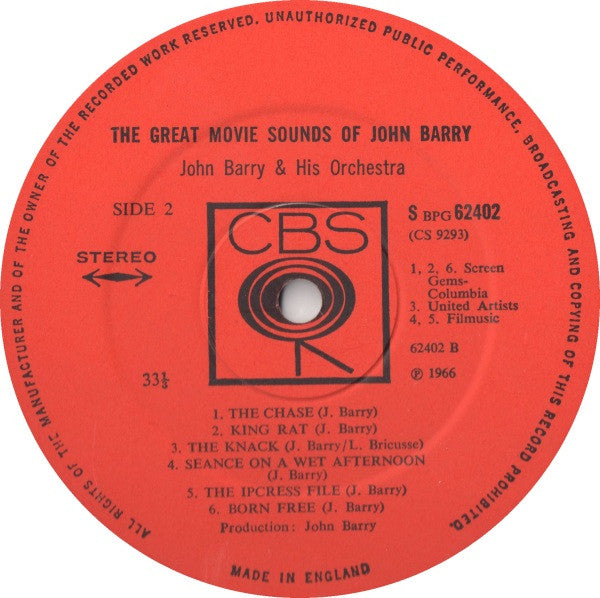 John Barry & His Orchestra : The Great Movie Sounds Of John Barry (LP, Comp)