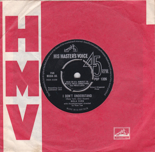 Nola York : I Don't Understand (7")