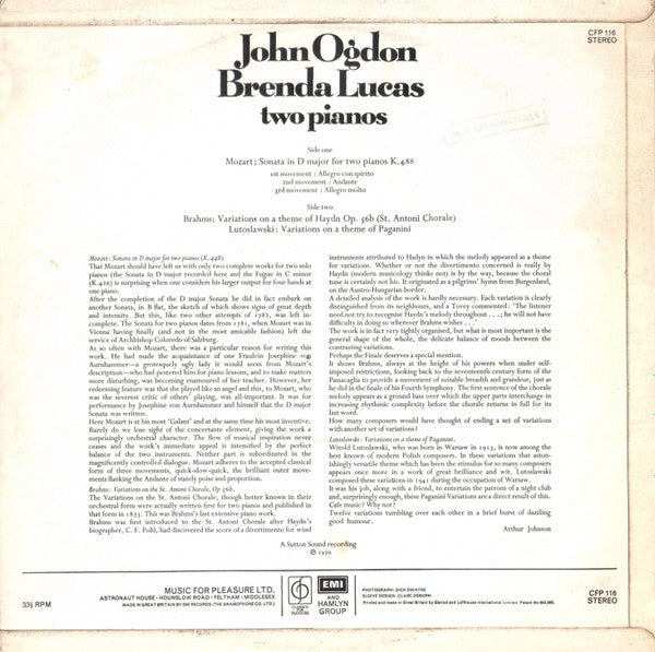 John Ogdon / Brenda Lucas : Two Pianos (LP, Comp)
