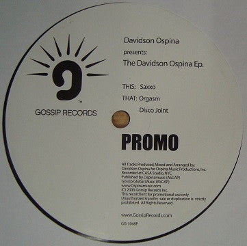 Davidson Ospina : The Davidson Ospina EP (12", EP, Promo)